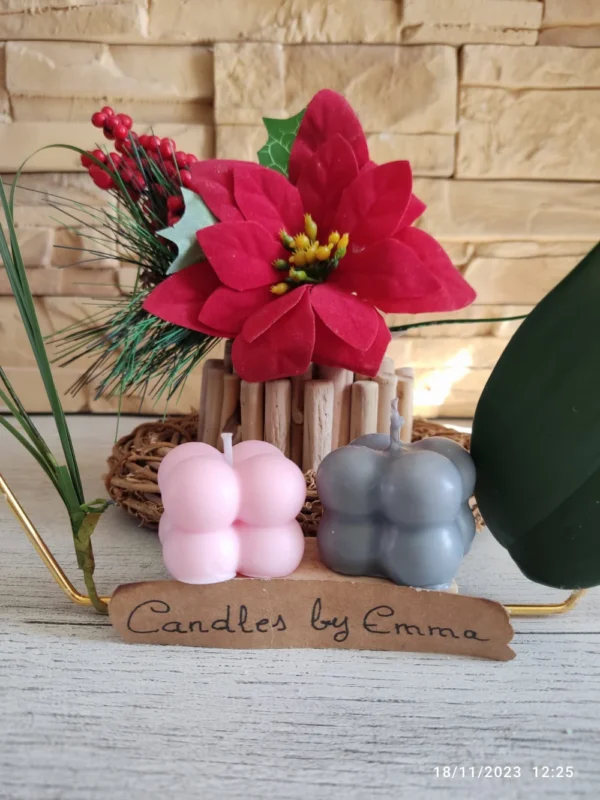 Velas circulos pequeños rosa y gris