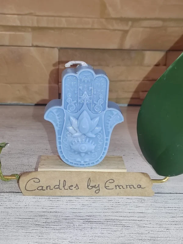 vela mano de fatima azul grande