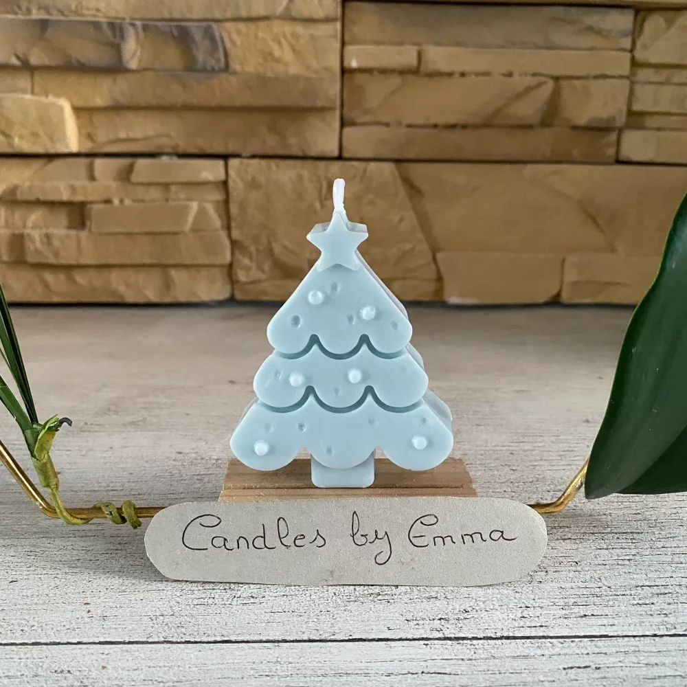 Vela arbol navidad liso azul