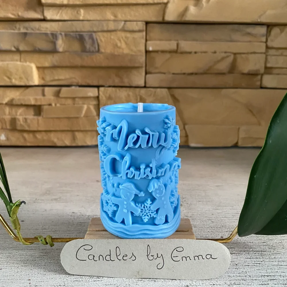 Vela cirio christmas azul