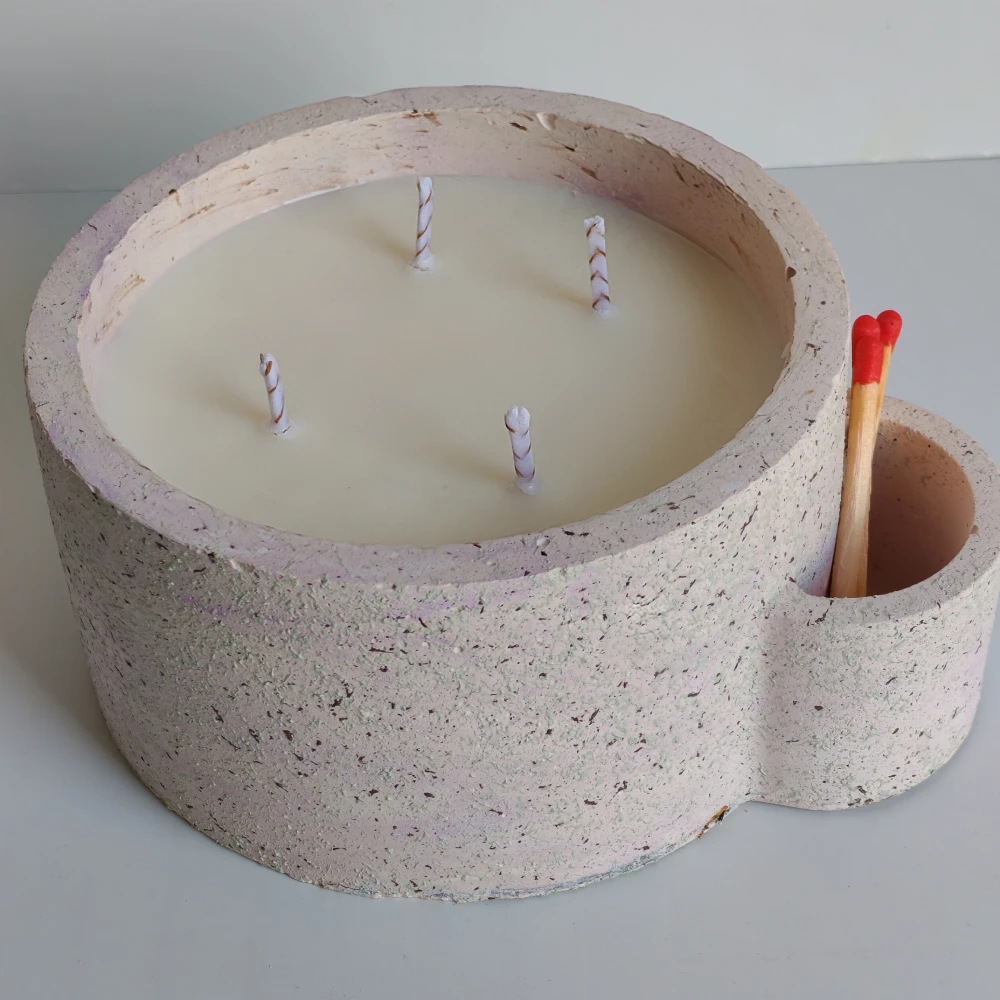 Vela de cemento efecto piedra