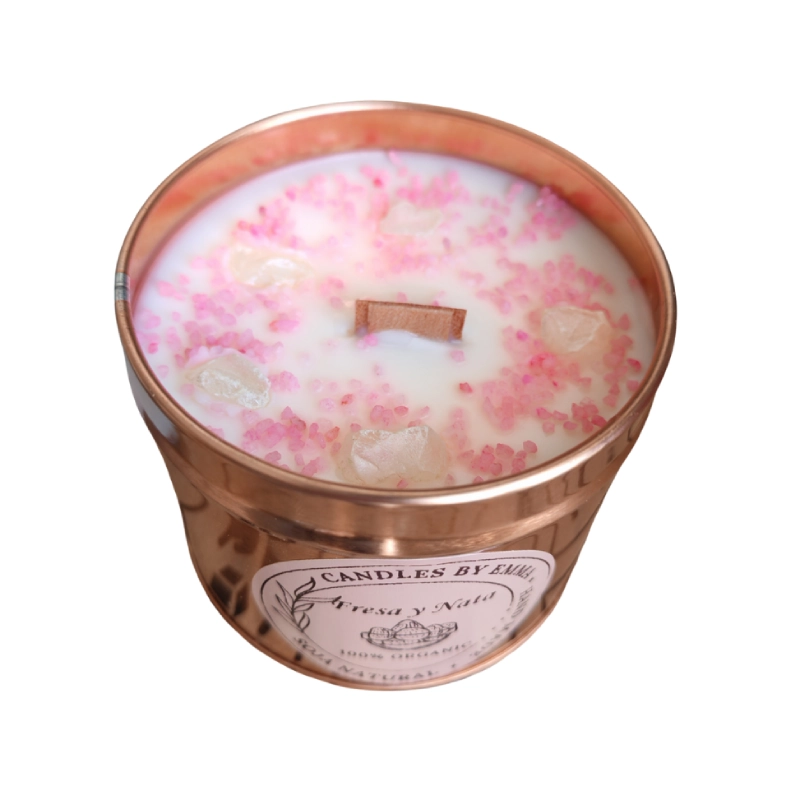 vela aromática fresa y nata de cera de soja